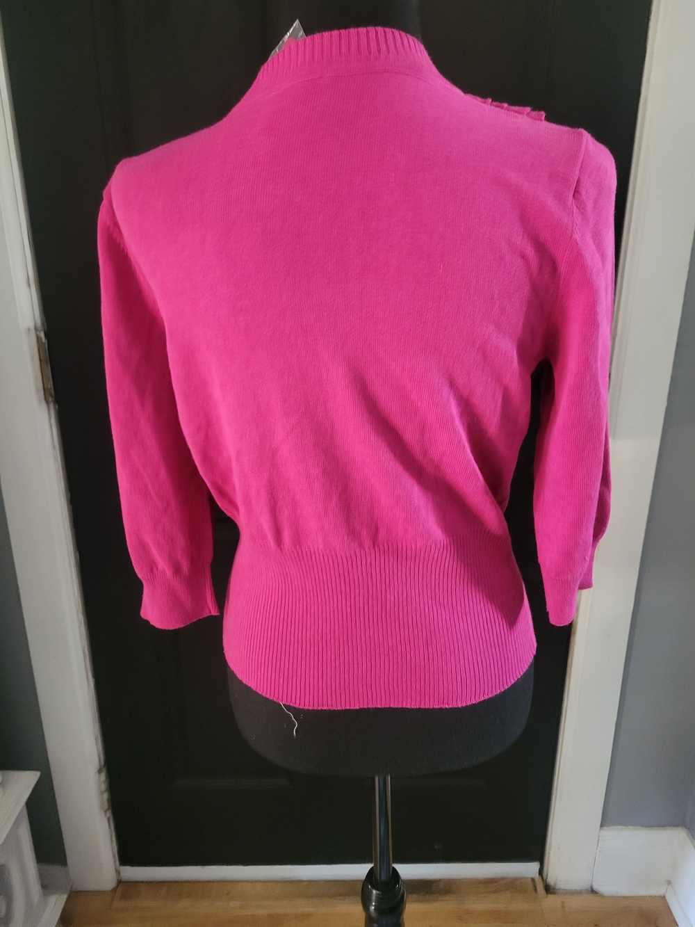jcpenney Fuchsia Ruffle-Front Button Cardigan - Picture 3 of 4